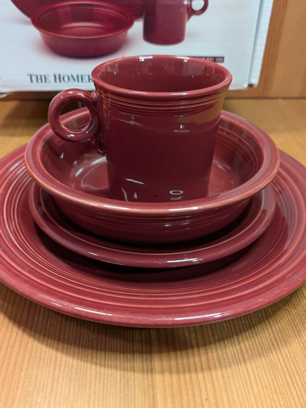 Fiesta Ware Retired 4-Piece Place Setting CINNABAR Fiestaware Set w/ Box USA GUC - Picture 3 of 15